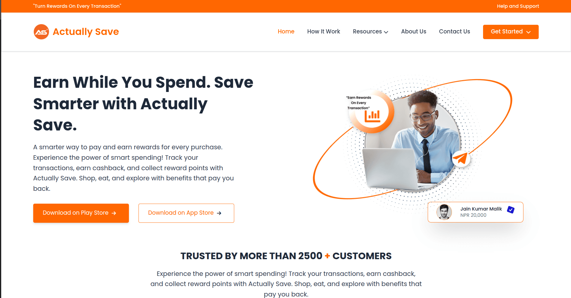 Landing Page — product overview and app download section